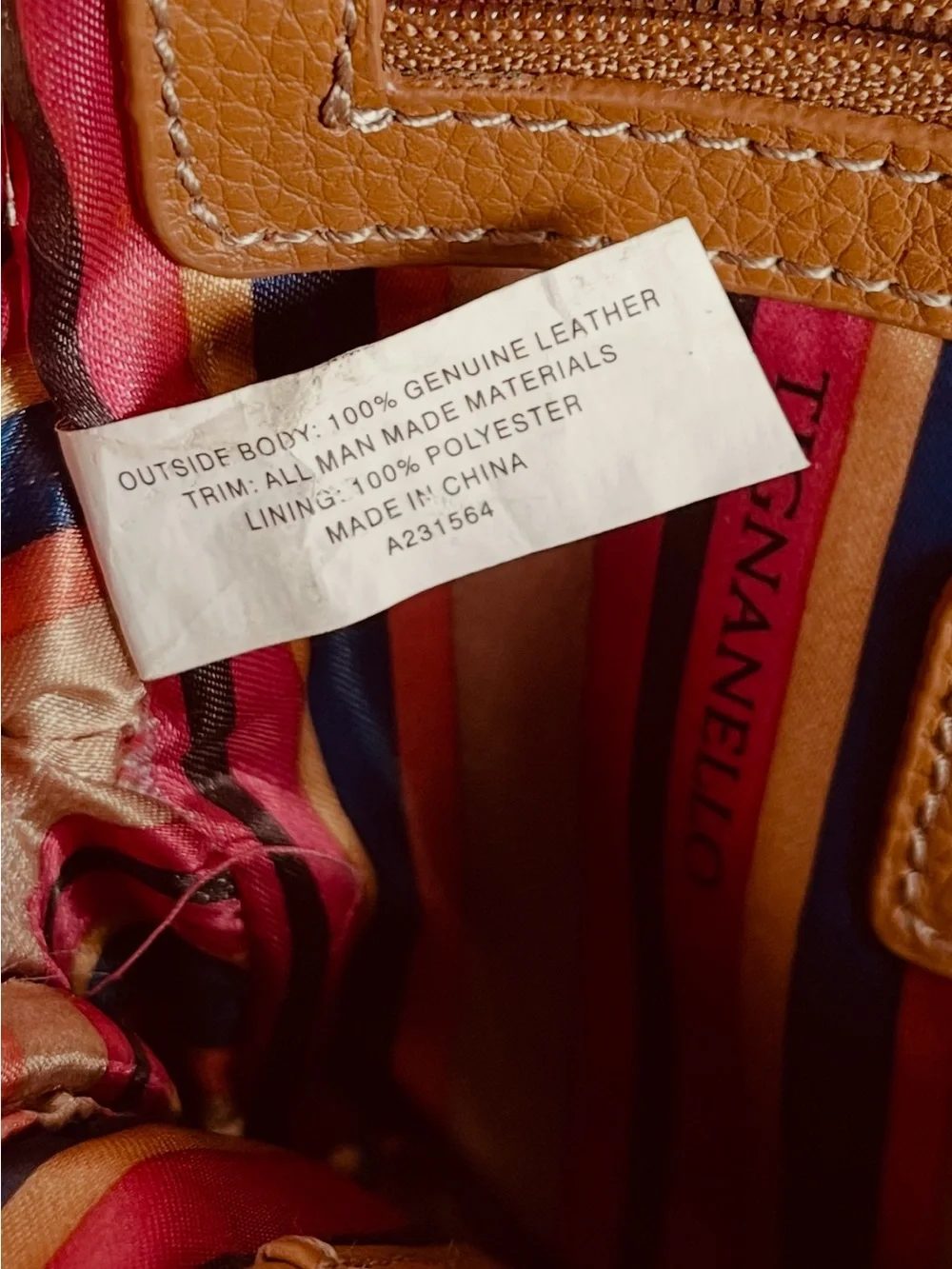 Tignanello Genuine Leather-Two Tone Orange/Fuchsia/Pink Crossbody